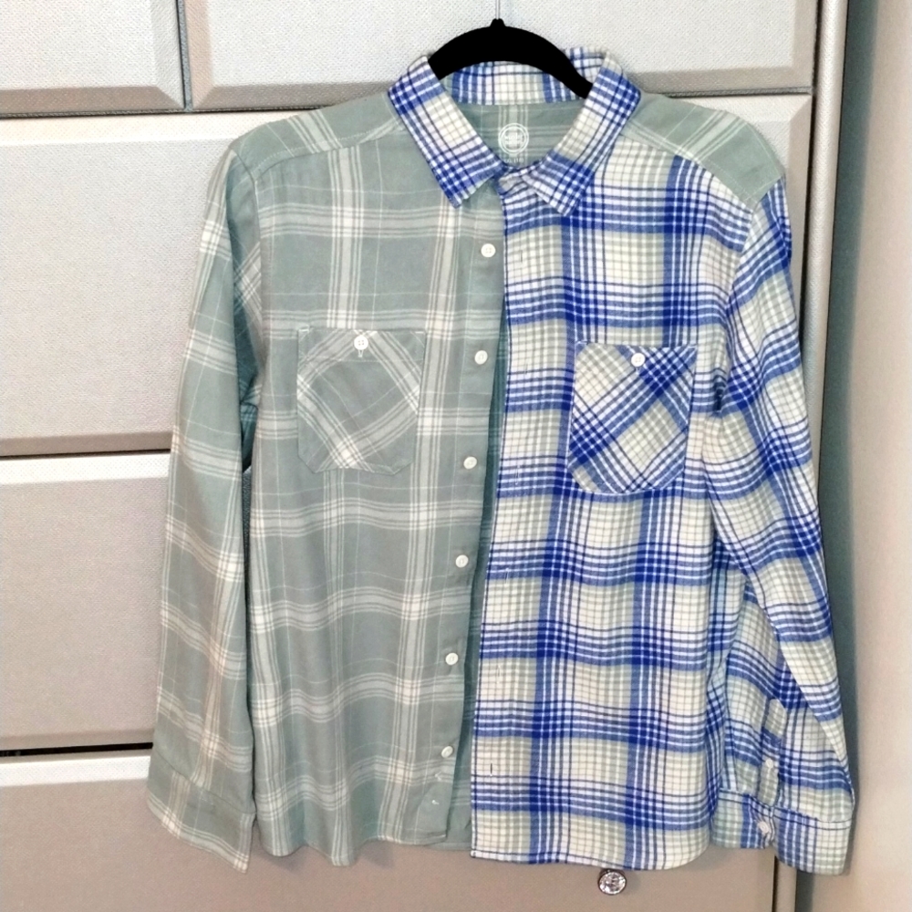 Big Boys Wonder Nation Plaid Long Sleeve Button Down Shirt-Sz XXL 18-Great Cond